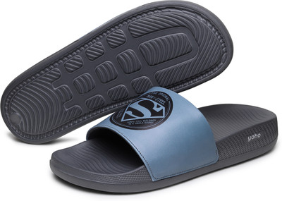 yoho Men Slides(Blue, Black , 10)