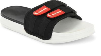 Shoe Island Men Slides(Black, White , 9)