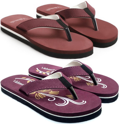 VAHMAH Women Slippers(Maroon, Maroon , 4)