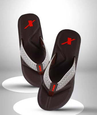 Sparx Men Flip Flops(Brown, White , 8)