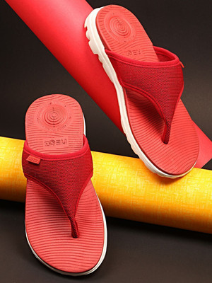 Neoz Women Levirex Lightweight with Arch Support Durable Anti-Skid & Stylish Dailywear| Flip Flops(Red , 5)