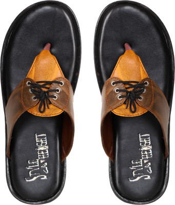 STYLE HEIGHT Men Flip Flops(Brown , 6)