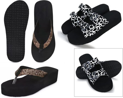 VAISNNAVIHUBB Women Slippers(Black , 8)