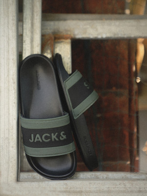 JACK & JONES Men Slides(Black , 8)