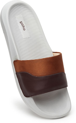 yoho Men Slides(Brown , 6)