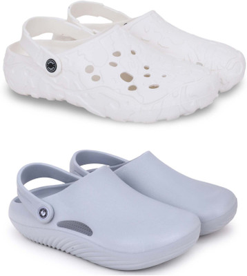 KAPYANSH Men Slippers(White, Grey , 8)