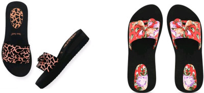 BOOMBEAUTY Women Flip Flops(Multicolor , 5)