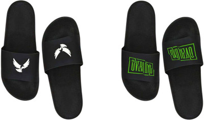 nvisan Men Slides(White, Green , 10)