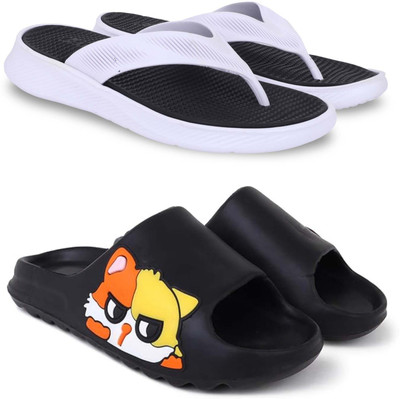 Pampy Angel Men Slippers(Black, Black , 9)