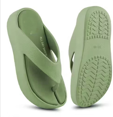 TWO SOFT Women Slippers(Green , 6)