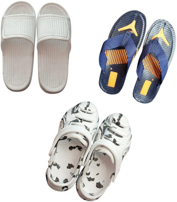 BLIBBERS Men Slippers(White, Blue, White , 6)
