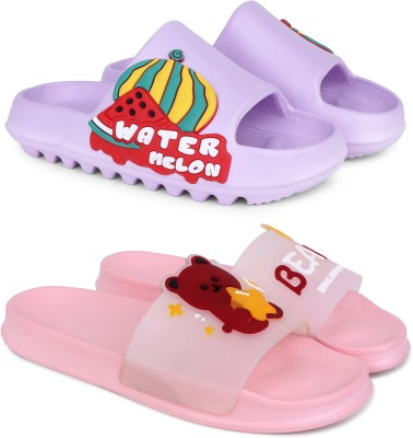 Kapani Fashion Women Slides(Purple, Pink , 7)