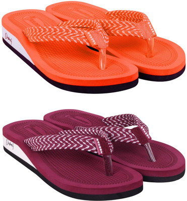 DASHNY Women Slippers(Maroon , 7)