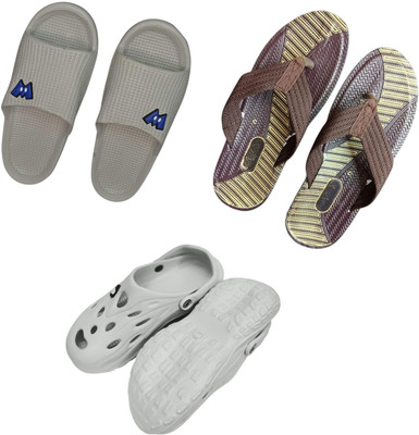 BLIBBERS Men Slippers(Grey, Brown, Off White , 8)