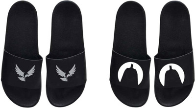 nvisan Men Slides(White, Black , 7)