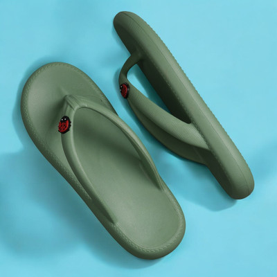 house of common Women Flip Flops(Olive , 6)