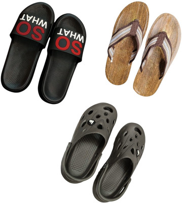 BLIBBERS Men Slippers(Black, Brown, Grey , 8)