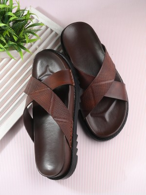 BIZORA Men Slides(Brown , 11)