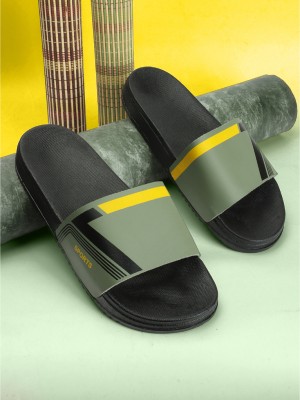 CLOSHO Men Slides(Green, Black , 10)