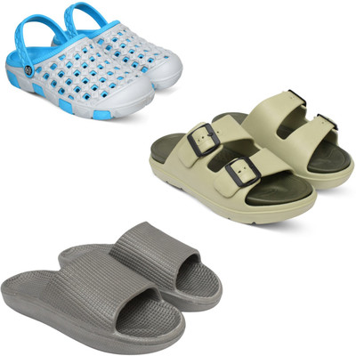 Acorn Men Slides(Blue, Beige, Grey , 9)