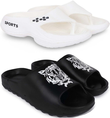 Pampy Angel Men Slippers(White, Black , 7)