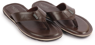 FAUSTO Men Flip Flops(Brown , 9)