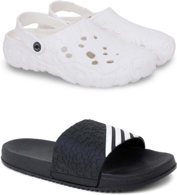 Pampy Angel Men Slippers(White, Black , 8)