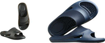 ventus Men Flip Flops(Black, Blue , 8)