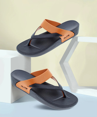 FLITE Women Women slipper waterproof lightweight comfortable extra soft doctor soft Flip Flops(Tan, Black , 4)