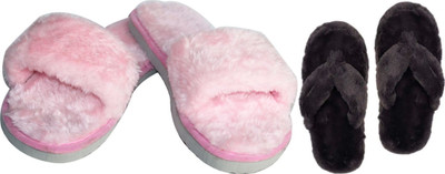 rexizone Women Flip Flops(Pink, Black , 5)