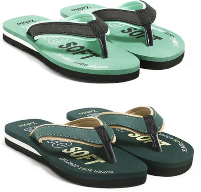 zebio Women Slippers(Green, Black, Green, Yellow , 5)