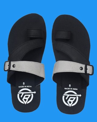 THE BABA Men Flip Flops(Black , 9)