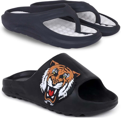 Kapani Fashion Men Slippers(Black, Black , 7)
