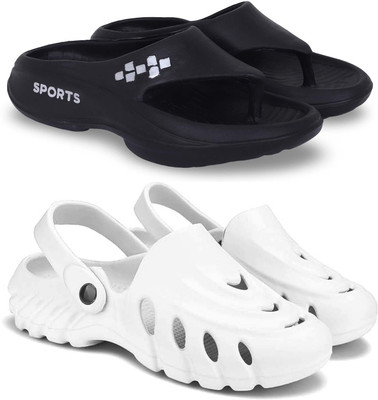 KAPYANSH Men Slippers(Black, White , 10)