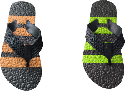 skyflip Men Slides(Brown, Green, Black , 6)