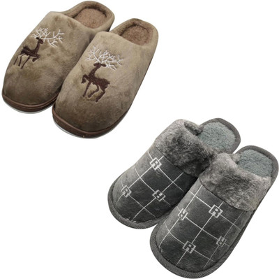 Mahi Enterprises Men Flip Flops(Beige, Grey , 6)