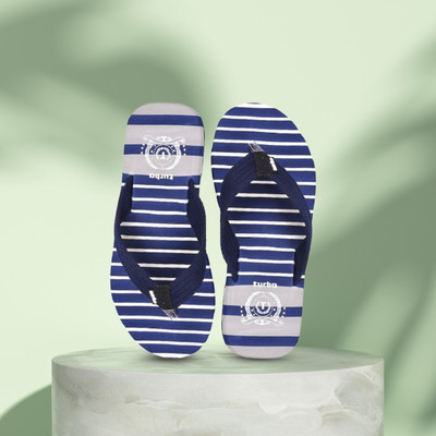 TURBO Men Trendy Soft Men Slippers for Daily Wear | Anti-Skid | Lightweight & Durable Flip Flops(Grey, Blue , 8)