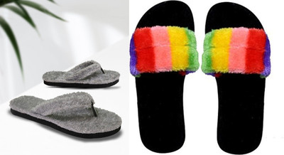 rexizone Women Slides(Multicolor, Grey , 6)