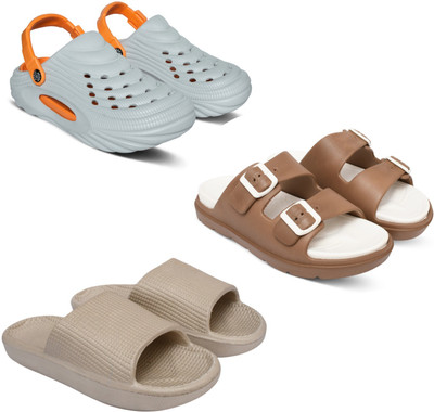 Acorn Men Slides(Grey, Tan, Beige , 10)