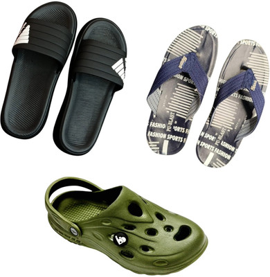 BLIBBERS Men Slippers(Black, Blue, Green , 9)