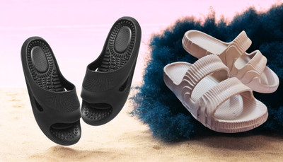 ventus Men Flip Flops(Black, Beige , 9)