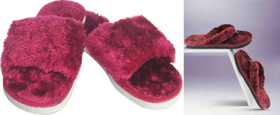 rexizone Women Flip Flops(Maroon, Maroon , 6)