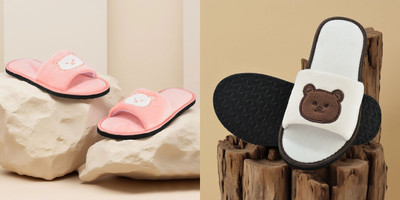 Y key Women Flip Flops(Pink, Off White , 5)