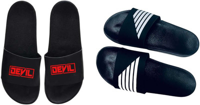 nvisan Men Slides(White, Red, Black , 10)