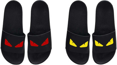 nvisan Men Slides(Red, Yellow, Black , 8)