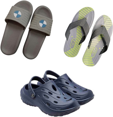 BLIBBERS Men Slippers(Grey, Grey, Navy , 7)