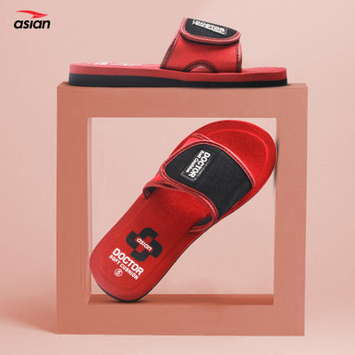 asian Women Women Soft Cushion Slippers Anti- Slip Sole and Adjustable Strap Slides(Black, Red , 8)