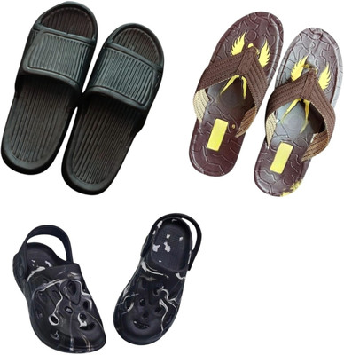 BLIBBERS Men Slippers(Black, Brown, Black , 9)