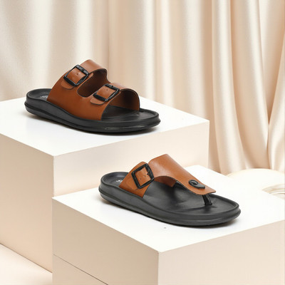 RIFOF Men Flip Flops(Brown , 9)