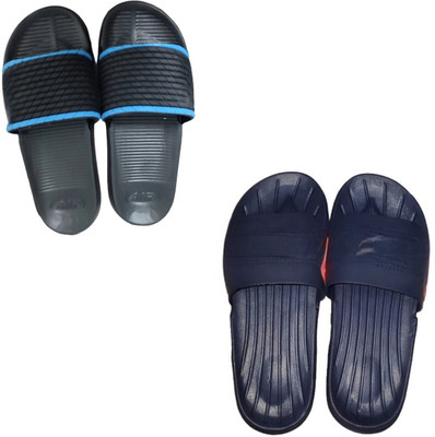 abright Men Slides(Black, Blue , 6)